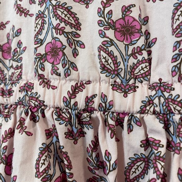 ~ crewcuts Sz 5 Floral Dress J.Crew Tiered Ruffles Pink Blue Button Front Crew - Picture 2 of 12